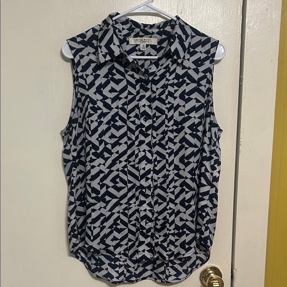 Nine West Women's Black and White Sleeveless Top